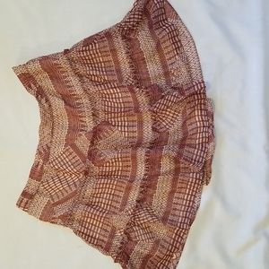 REBECCA MINKOFF BOHO TIERED MINI SKIRT RED TAN MIXED SZ 10